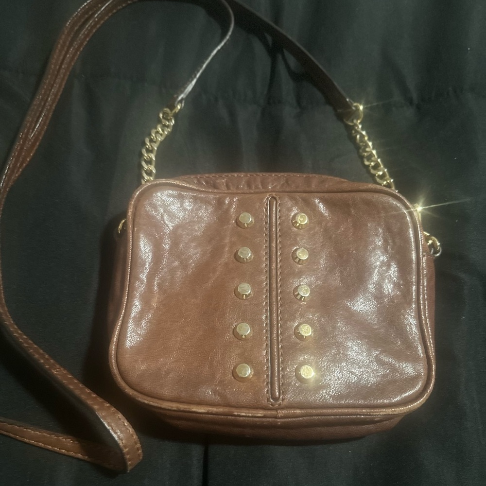 Michael Kors Uptown Astor Studded Chain Chocolate Leather Crossbody
